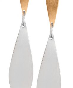 9ct gold and solid silver double raindrop earrings